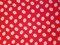 Tropical Stitches Red Mini Leaf - Cotton Spandex